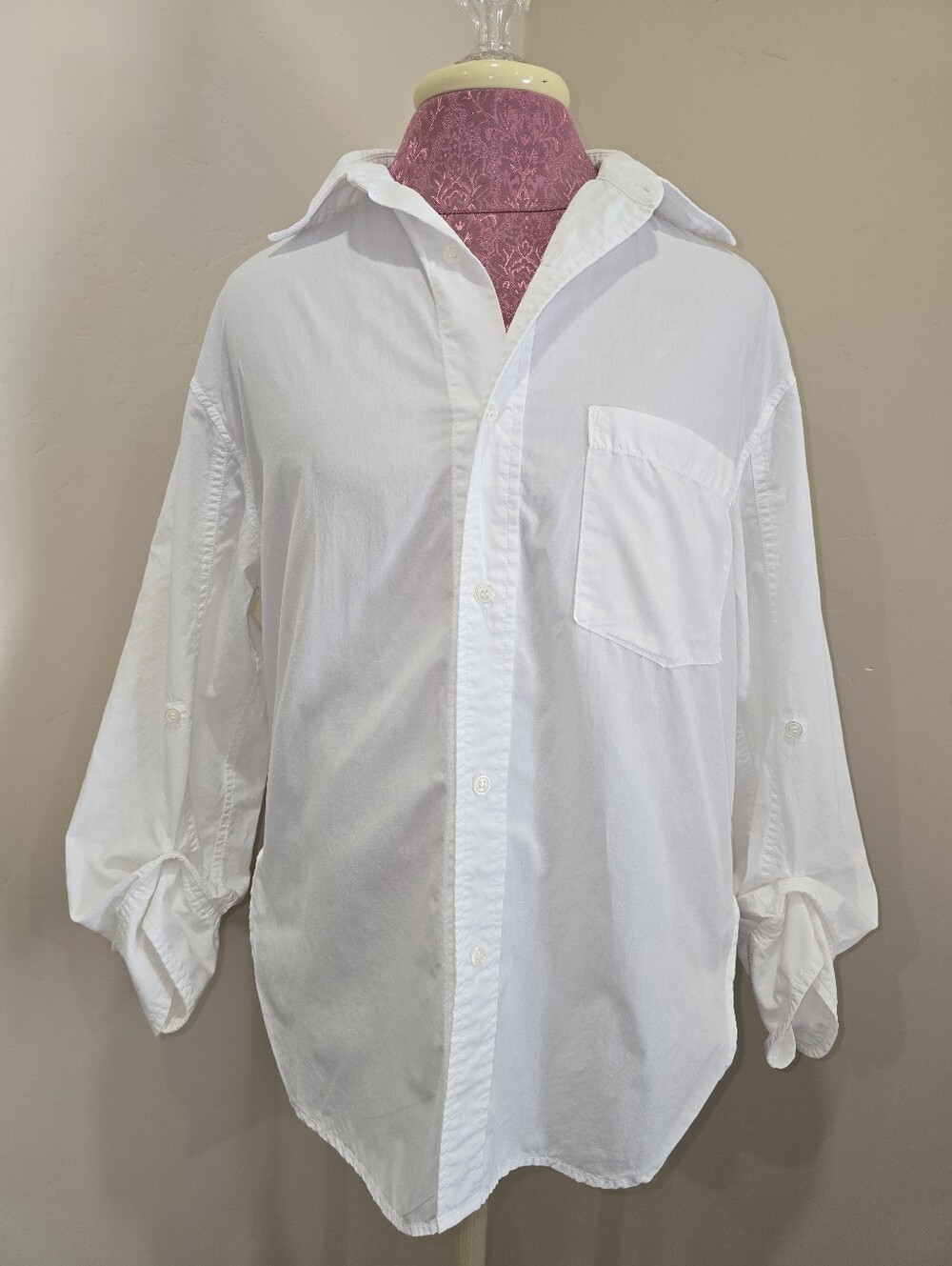 CITIZENS OF HUMANITY Kayla Poplin Button Up Shirt Optic White XS Oversized